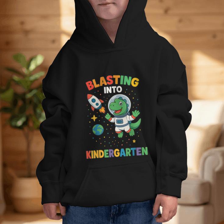 Blasting Into Kindergarten Dinosaur Astronaut Back To School Graphic Kid Hoodie Blasting Into Kindergarten Dinosaur Astronaut Back To School Graphic Kid Hoodie