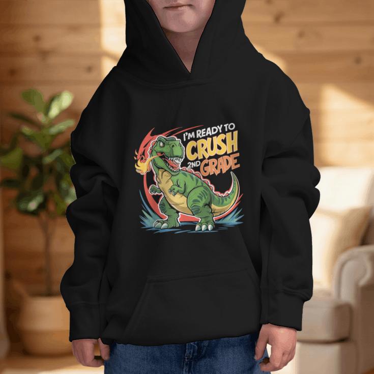Boy Kid Ready To Crush 2nd Grade Dinosaur Back To School Graphic Kid Hoodie Boy Kid Ready To Crush 2nd Grade Dinosaur Back To School Graphic Kid Hoodie