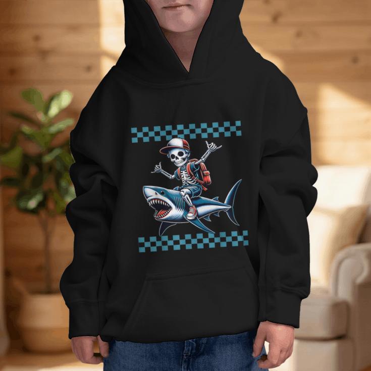 Boys Skeleton Riding a Shark Back To School Graphic Kid Hoodie Boys Skeleton Riding a Shark Back To School Graphic Kid Hoodie