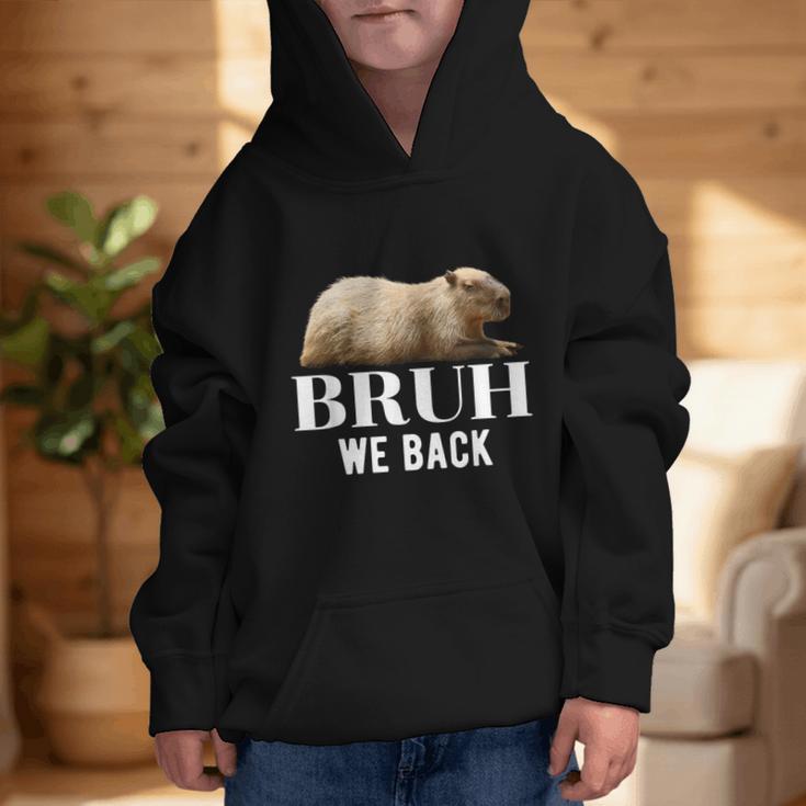 Bruh We Back To School Capybara First Day Of School Graphic Kid Hoodie