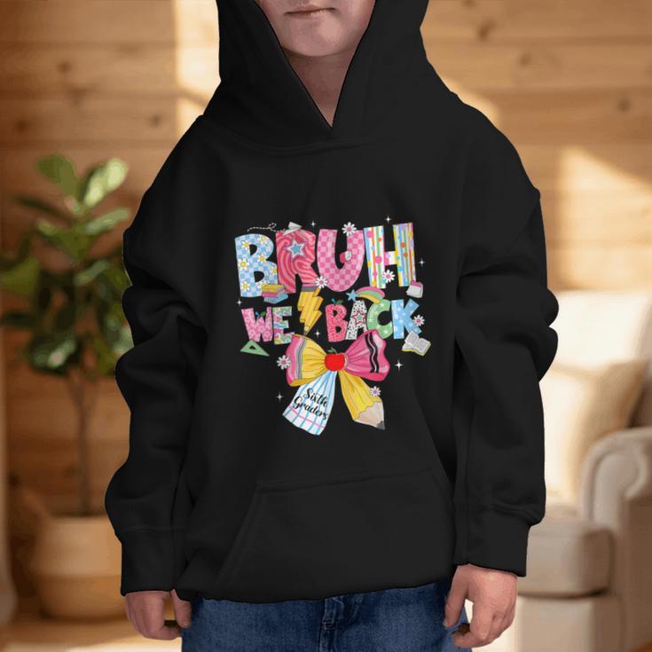 Bruh We Back Sixth Graders Back To School Coquette Bow Girl Graphic Kid Hoodie