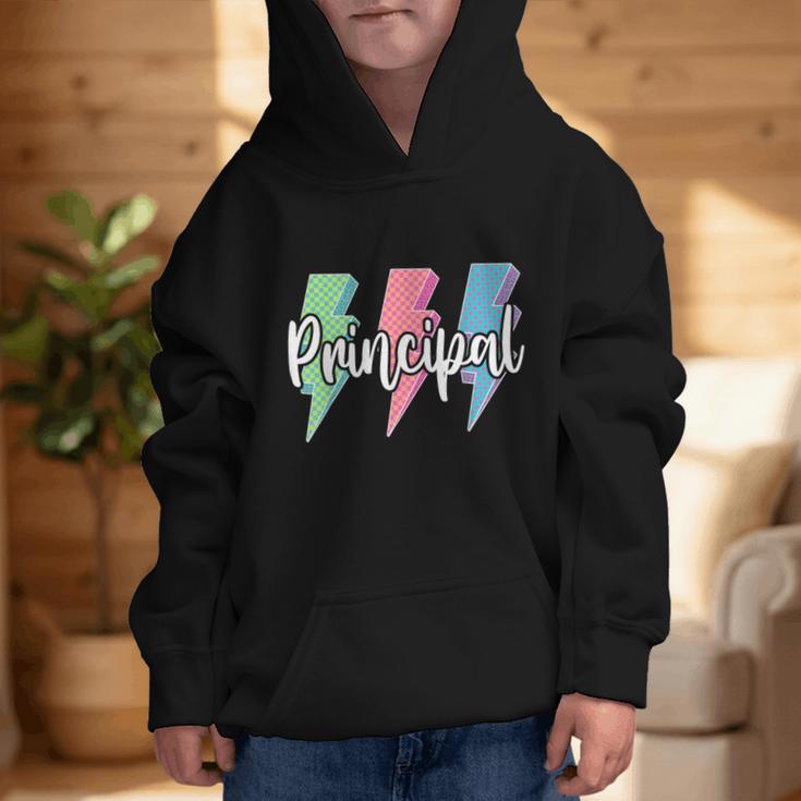 Checkered Principal Lightning Bolt Back To School Graphic Kid Hoodie