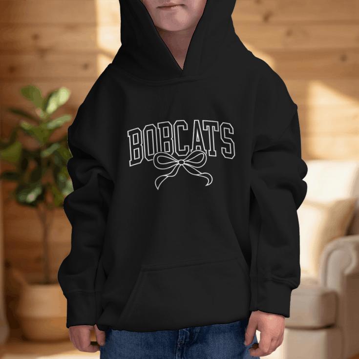 Coquette Bow Bobcats Back To School Team Spirit Graphic Kid Hoodie