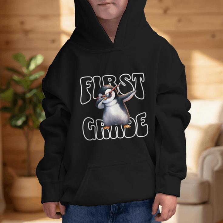 Cute Dabbing Penguin First Grade Back To School Graphic Kid Hoodie Cute Dabbing Penguin First Grade Back To School Graphic Kid Hoodie