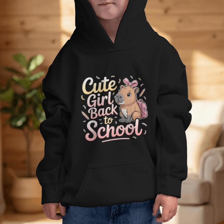 Cute Girl Back To School Capybara First Day Of School Kids Graphic Kid Hoodie