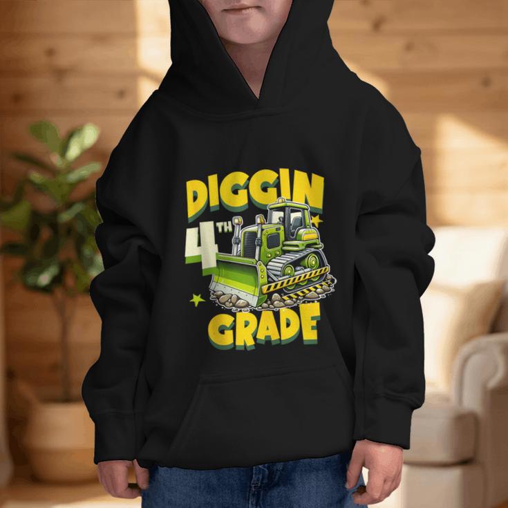 Diggin 4th Grade Bulldozer Back To School Graphic Kid Hoodie Diggin 4th Grade Bulldozer Back To School Graphic Kid Hoodie