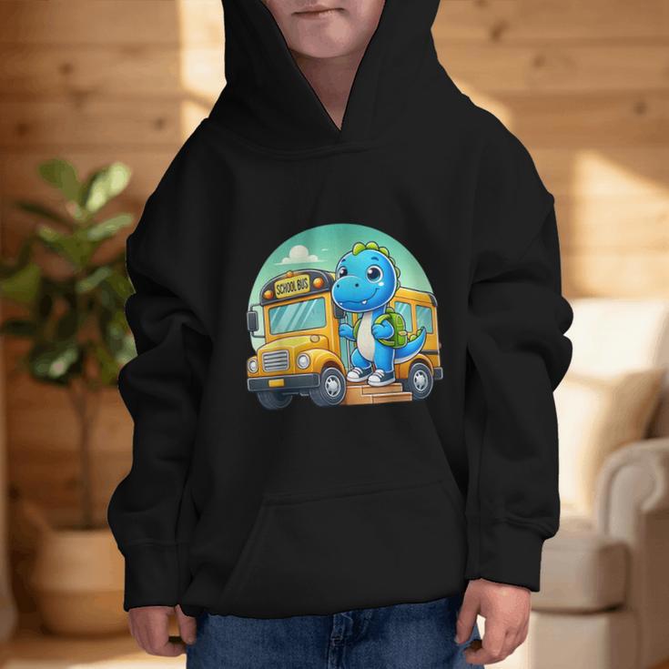 Dinosaur Kids Riding a Bus Back To School Ready To Crush Graphic Kid Hoodie Dinosaur Kids Riding a Bus Back To School Ready To Crush Graphic Kid Hoodie