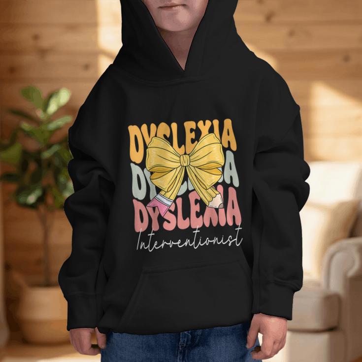 Dyslexia Interventionist Groovy Coquette Bow Back To School Graphic Kid Hoodie Dyslexia Interventionist Groovy Coquette Bow Back To School Graphic Kid Hoodie
