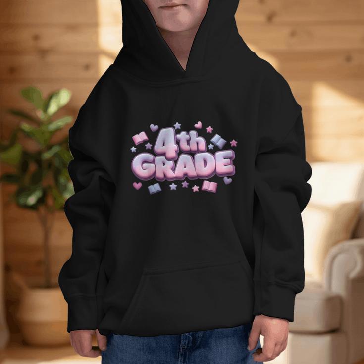 First Day Of 4th Grade Girls Coquette Bow Back To School Graphic Kid Hoodie