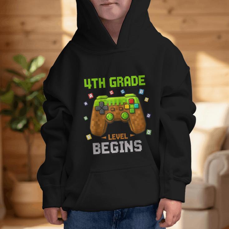 First Day Of 4th Grade Level Begins Back To School Boy Graphic Kid Hoodie First Day Of 4th Grade Level Begins Back To School Boy Graphic Kid Hoodie