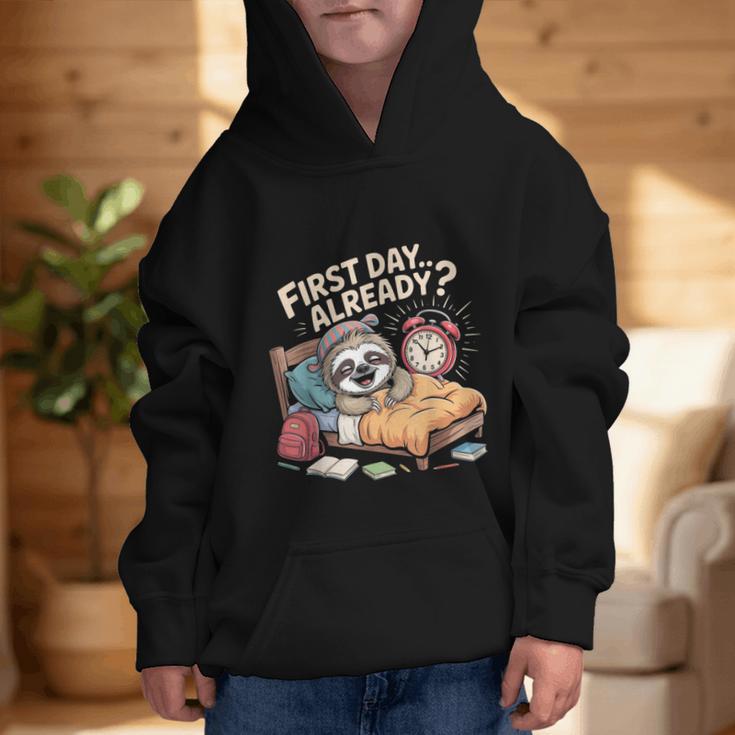 First Day Already Sloth Alarm Clock Back To School Graphic Kid Hoodie