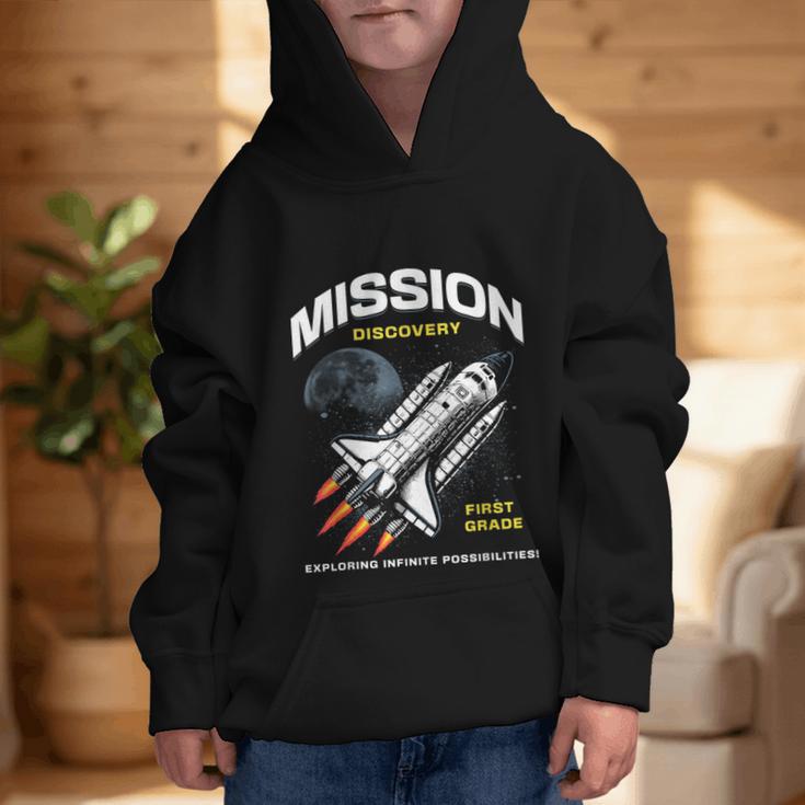 First Grade Back To School Space Rocket Astronaut Graphic Kid Hoodie First Grade Back To School Space Rocket Astronaut Graphic Kid Hoodie