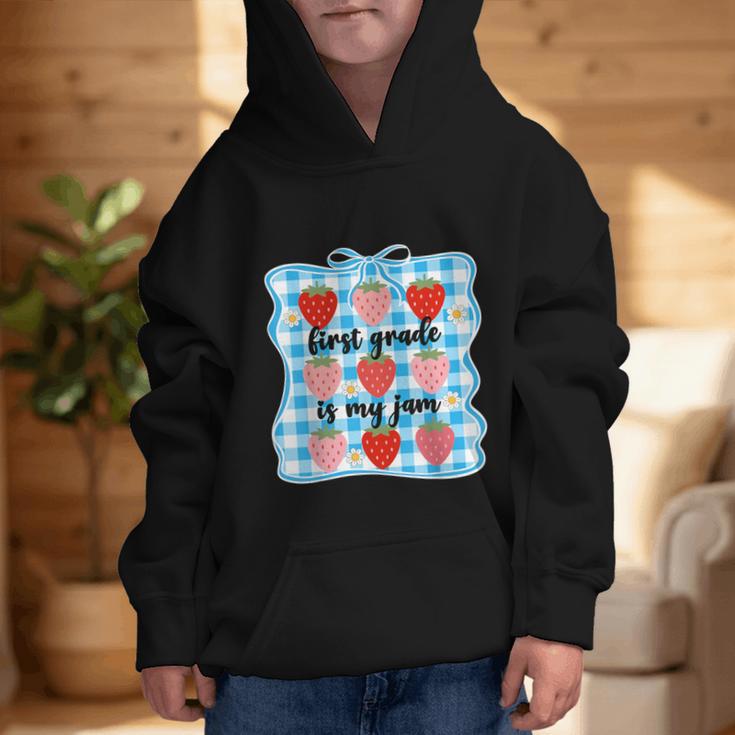 First Grade Is My Jam Strawberry 1st Grade Back To School Graphic Kid Hoodie