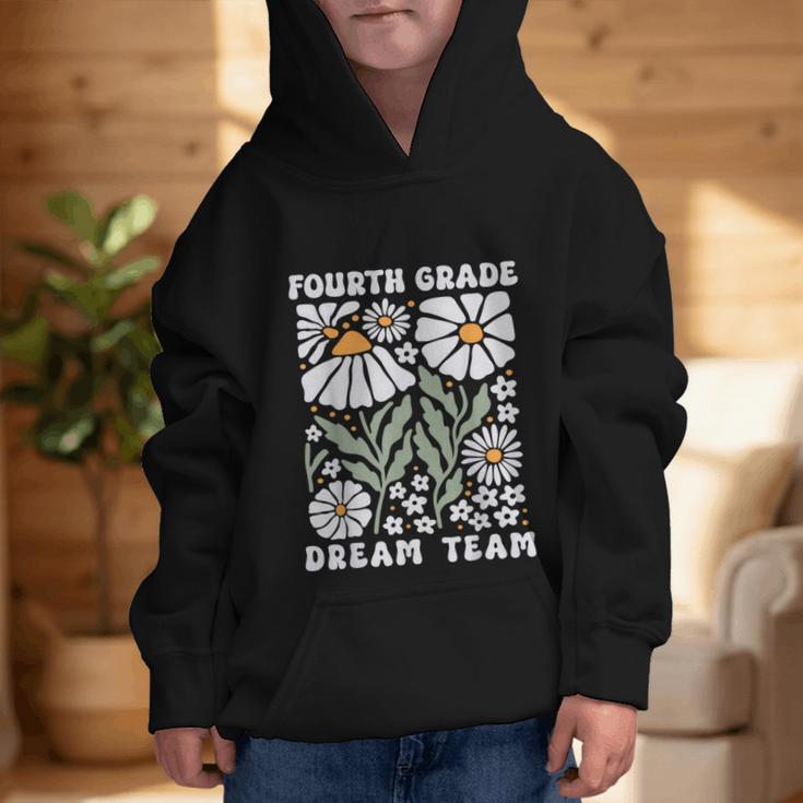Fourth Grade Dream Team Back To School Boho Flower 4th Grade Graphic Kid Hoodie Fourth Grade Dream Team Back To School Boho Flower 4th Grade Graphic Kid Hoodie