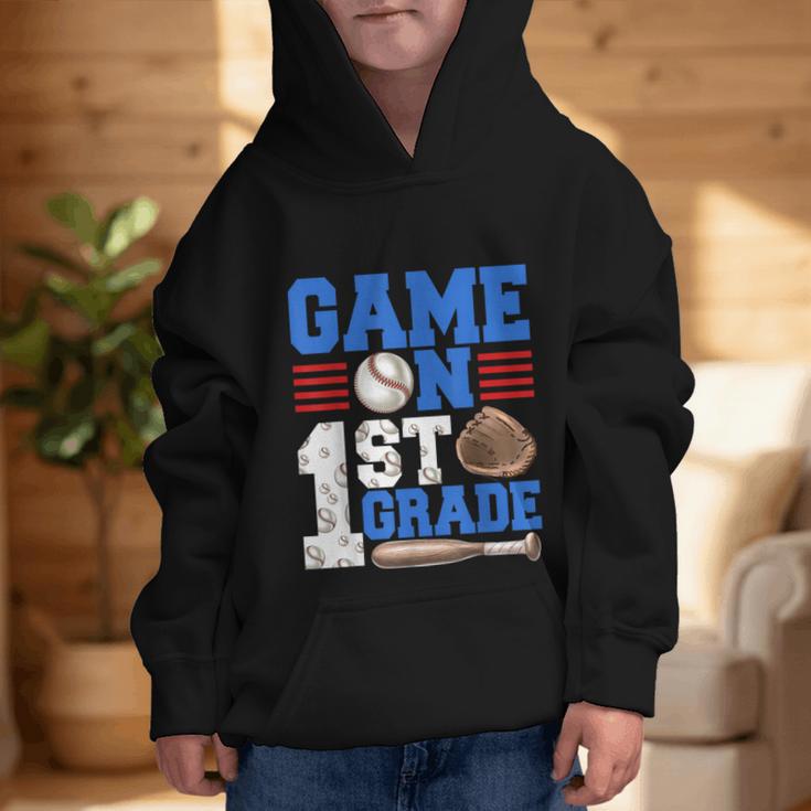 Game On First Grade Boy Baseball Back To School Graphic Kid Hoodie