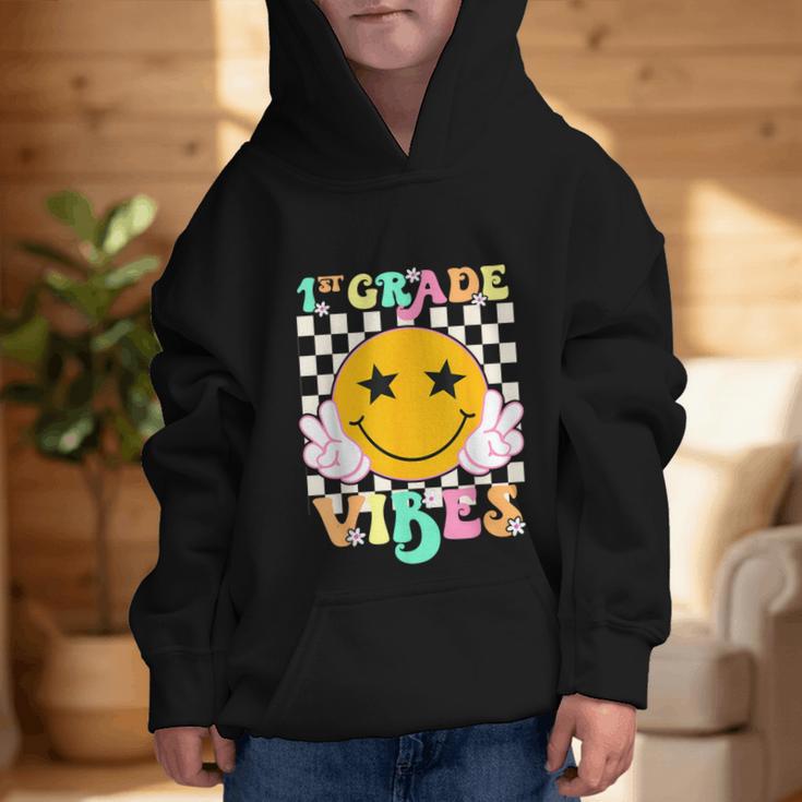 Girls 1st Grade Vibes Smile Face Back To School 1st Grade Graphic Kid Hoodie Girls 1st Grade Vibes Smile Face Back To School 1st Grade Graphic Kid Hoodie