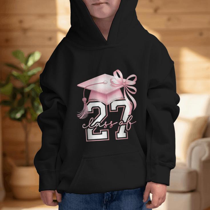Girls Class Of 2027 Back To School Senior 2027 Coquette Bow Graphic Kid Hoodie