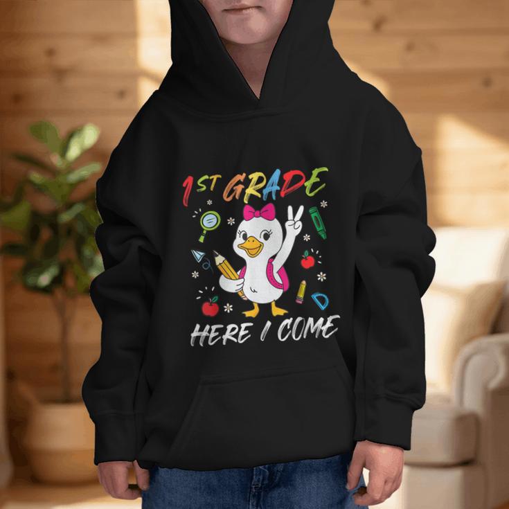 Girls Goose 1st Grade Here I Come Back To School Kids Graphic Kid Hoodie Girls Goose 1st Grade Here I Come Back To School Kids Graphic Kid Hoodie