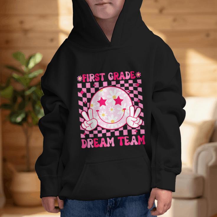 Groovy First Grade Dream Team Back To School 1st Grade Squad Graphic Kid Hoodie