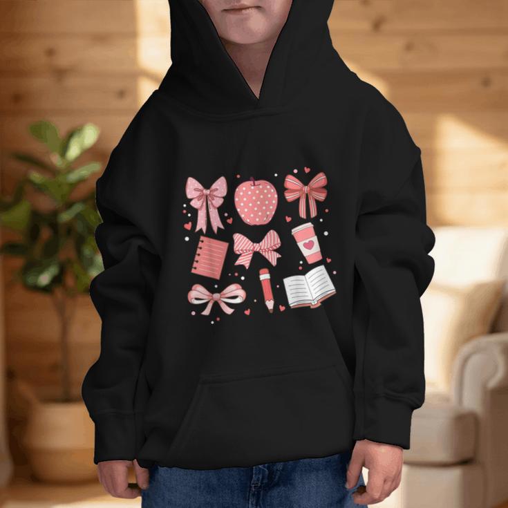 Happy Back To School 1st Day Toddler Girl Boho Coquette Bows Graphic Kid Hoodie