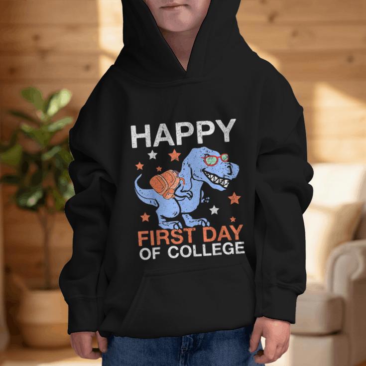 Happy First Day Of CollegeRex Dinosaur Back To School Graphic Kid Hoodie Happy First Day Of CollegeRex Dinosaur Back To School Graphic Kid Hoodie