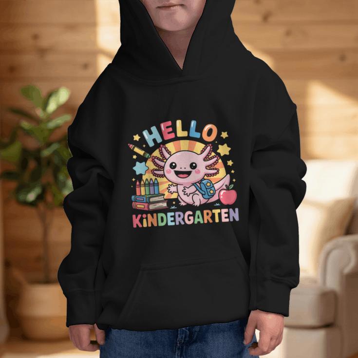 Hello Kindergarten Axolotl Back To School For Kids Graphic Kid Hoodie Hello Kindergarten Axolotl Back To School For Kids Graphic Kid Hoodie
