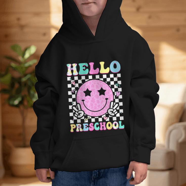 Hello Preschool Groovy Back To School Pre-K Team Girls Kids Graphic Kid Hoodie Hello Preschool Groovy Back To School Pre-K Team Girls Kids Graphic Kid Hoodie
