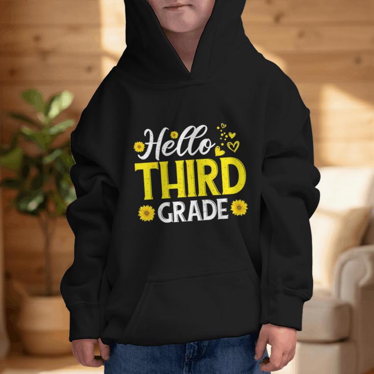 Hello Third Grade Sunflower 3rd Grade Vibes Back To School Graphic Kid Hoodie
