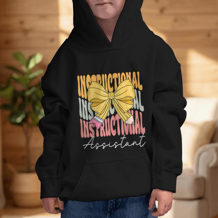 Instructional Assistant Groovy Coquette Bow Back To School Graphic Kid Hoodie Instructional Assistant Groovy Coquette Bow Back To School Graphic Kid Hoodie