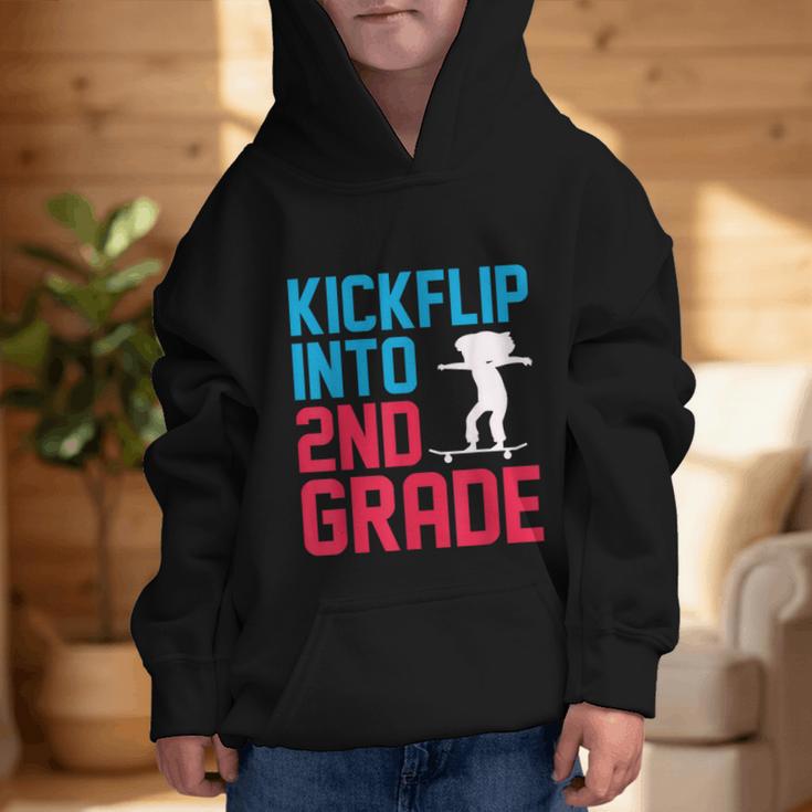 Kickflip Into 2nd Grade Skateboard Lover Back To School Graphic Kid Hoodie