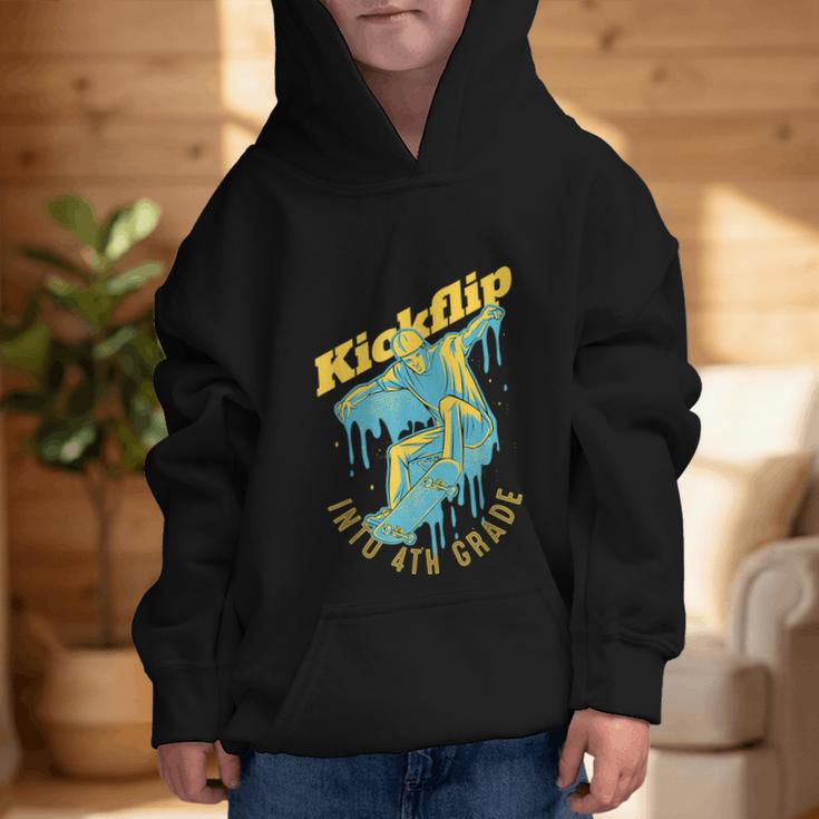 Kickflip Into 4th Grade Skateboard Lover Back To School Graphic Kid Hoodie