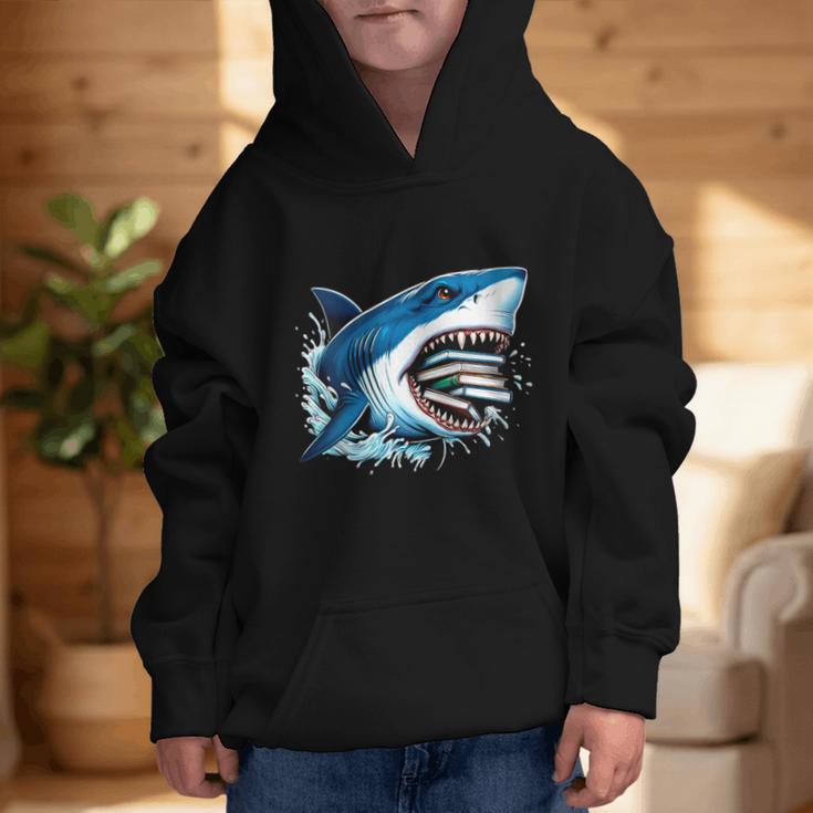 Kids Shark With School Books Back To School Shark Lovers Graphic Kid Hoodie Kids Shark With School Books Back To School Shark Lovers Graphic Kid Hoodie