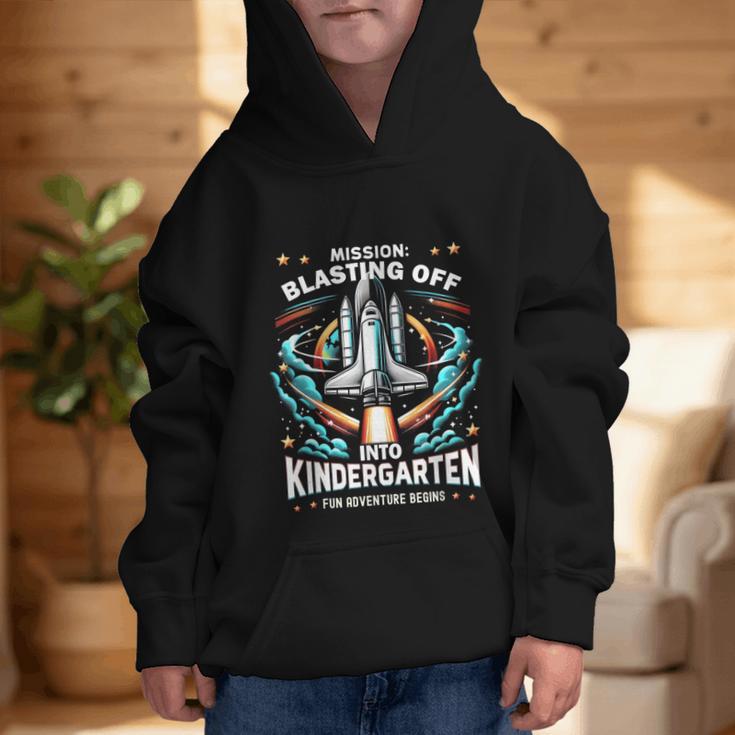 Kindergarten Back To School Rocket Blast Off Graphic Kid Hoodie
