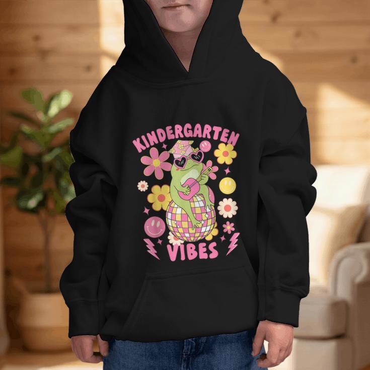 Kindergarten Vibes Groovy Kindergarten Back To School Frog Graphic Kid Hoodie
