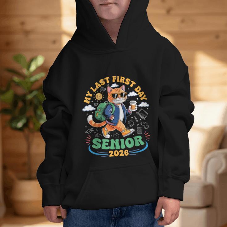 My Last First Day Senior 2026 Cat Back To School Graphic Kid Hoodie