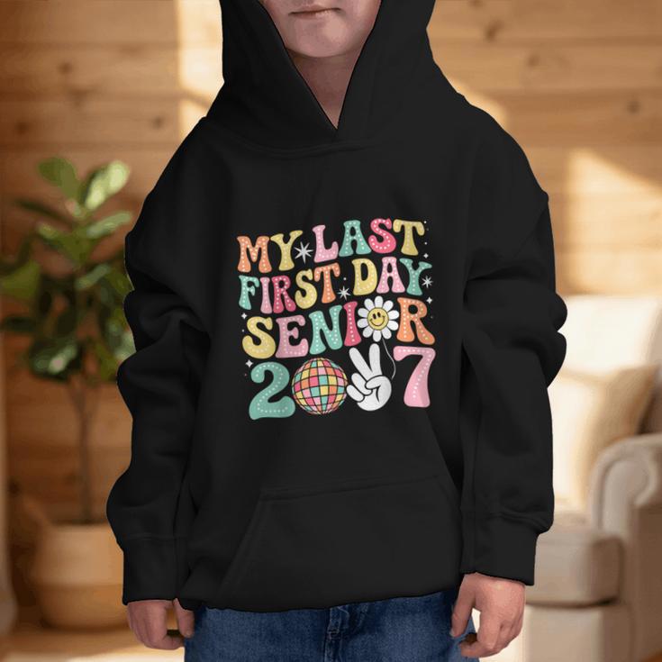 My Last First Day Senior 2027 Back To School Class Of 2027 Graphic Kid Hoodie My Last First Day Senior 2027 Back To School Class Of 2027 Graphic Kid Hoodie