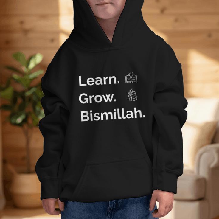 Learn Grow Bismillah – Islamic Back To School Graphic Kid Hoodie