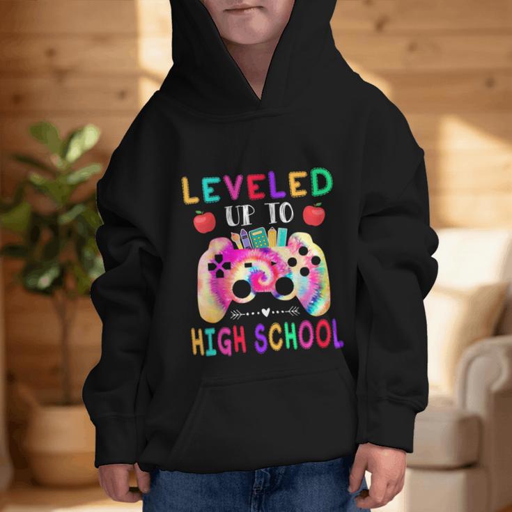 Leveled Up To High School Gaming Fun Back To School Tie Dye Graphic Kid Hoodie Leveled Up To High School Gaming Fun Back To School Tie Dye Graphic Kid Hoodie