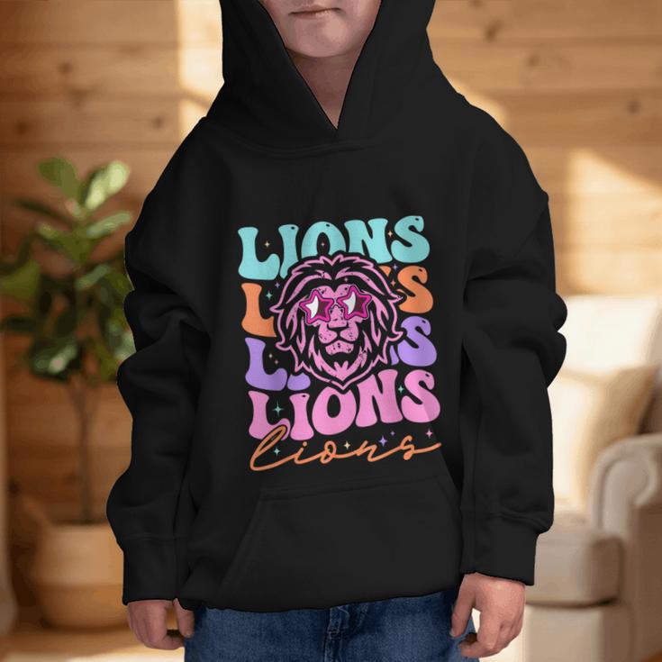 Lion Mascot Back To School Spirit Sports Men Women Groovy Graphic Kid Hoodie Lion Mascot Back To School Spirit Sports Men Women Groovy Graphic Kid Hoodie