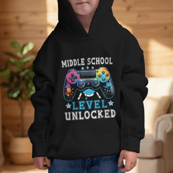 Middle School Level Unlocked Gamer First Day Back To School Graphic Kid Hoodie