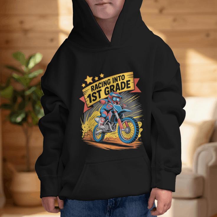 Motocross Dirt Bike Back To School Racing Into 1st Grade Graphic Kid Hoodie