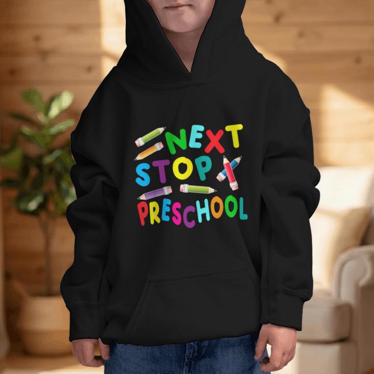 Next Stop Preschool Preschool Back To School 2024 Graphic Kid Hoodie Next Stop Preschool Preschool Back To School 2024 Graphic Kid Hoodie