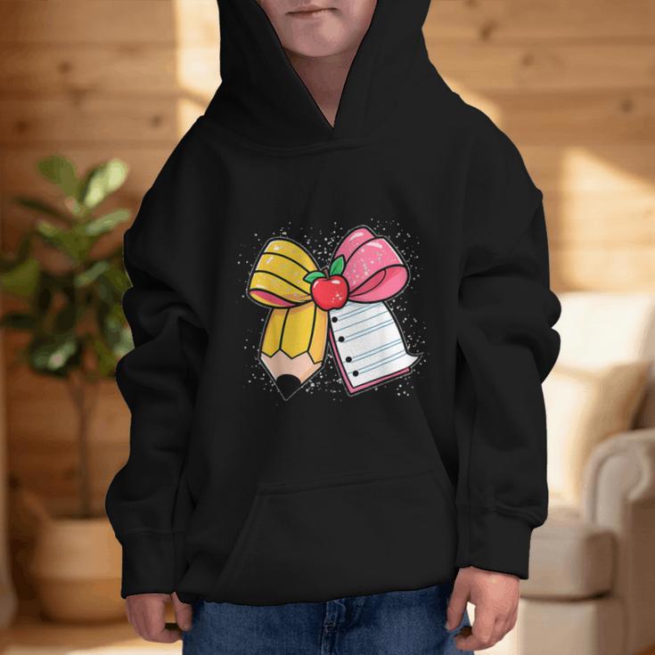 Pencil Coquette Bow Happy First Day Of School Back To School Graphic Kid Hoodie Pencil Coquette Bow Happy First Day Of School Back To School Graphic Kid Hoodie
