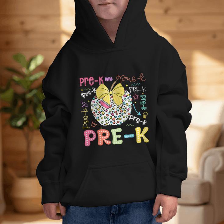 Pre-K Typography First Day Back To School Leopard Apple Graphic Kid Hoodie
