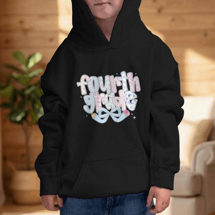 Preppy Fourth Grade Back To School Coquette 4th Grade Graphic Kid Hoodie Preppy Fourth Grade Back To School Coquette 4th Grade Graphic Kid Hoodie