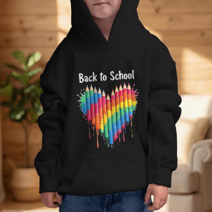 Rainbow Pencil Heart Back To School Creative Graphic Kid Hoodie Rainbow Pencil Heart Back To School Creative Graphic Kid Hoodie