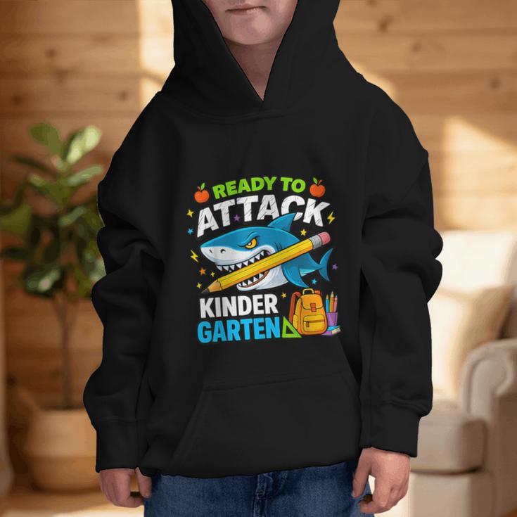 Ready To Attack Kindergarten Shark Back To School Kids Graphic Kid Hoodie Ready To Attack Kindergarten Shark Back To School Kids Graphic Kid Hoodie