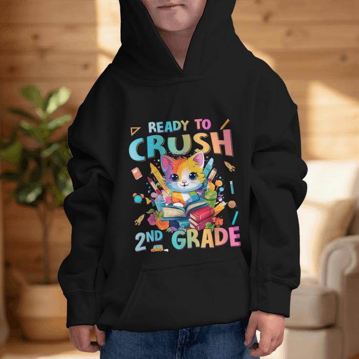 Ready To Crush 2nd Grade Back To School 2nd Grade Cat Kitten Graphic Kid Hoodie