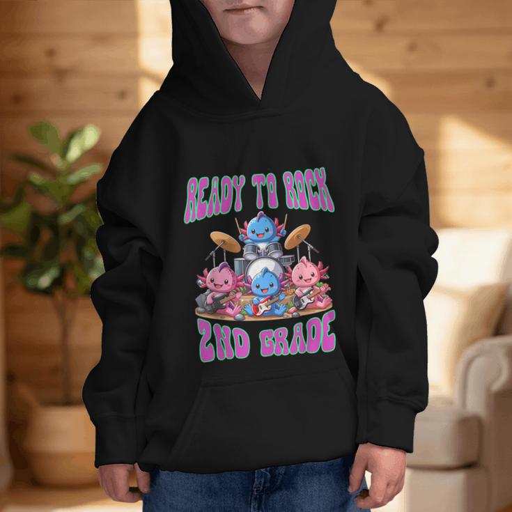 Ready To Rock 2nd Grade Back To School Axolotl 2024 School Graphic Kid Hoodie Ready To Rock 2nd Grade Back To School Axolotl 2024 School Graphic Kid Hoodie