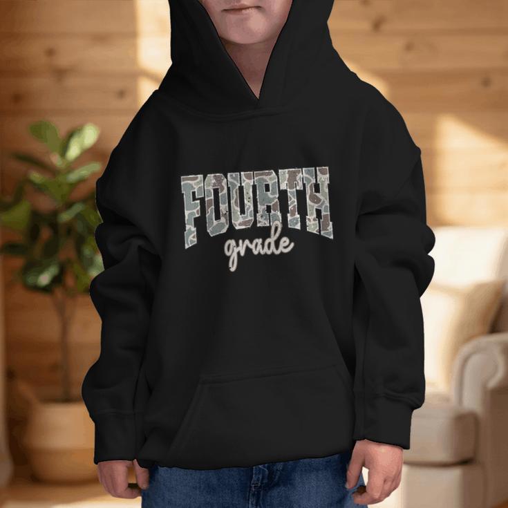 Retro Fourth Grade Back To School Boy Old Camo 4th Grade Kid Graphic Kid Hoodie